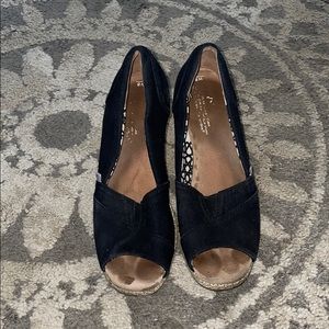 Toms wedge open toe slip ons